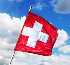 Switzerland-flag-waving-on-the-wind