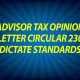 Advisor tax opinion letter Circular 230 dictate standards